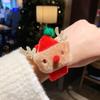 Anillo de pop de árbol de Navidad femenino lindo caricatura felpa pareja navideña pulsera de palmada tocador ciervo adornos para la cabeza navideños para hombres