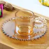 Conjunto de Doze Peças de Xícara e Pires para Café Turco, Conjunto de Xícara e Pires com Borboleta de Aparência Sofisticada, Luxo Acessível Vidro com Borda Dourada, 6 Xícaras e 6 Pires