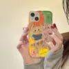 Pintura al Óleo Gatito de Dibujos Animados Adecuado para Funda de Teléfono iPhone 17 Pro Max 16 Pro Simple Apple 14X Pareja 15