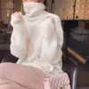 Suéter Nuevo de Cuello Alto para Mujer Otoño/Invierno 2026, Estilo Dulce y Casual, Suéter de Punto Pullover de Color Sólido, Cálido y Adecuado para Usar al Aire Libre