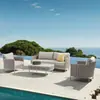 Conjunto de Sofá de Rattan para Exterior Pátio Externo Hotel Villa Resort Andar Elevado Clube de Lazer Assentos Externos