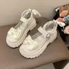 Zapatos Mary Jane estilo francés para mujer, moda otoño 2026 nuevos zapatos de vestir con lazo de perlas, zapatos de vestir de moda con suela gruesa y tacón grueso