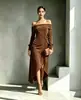 Estación Independiente Europea Comercio Exterior Ropa de Mujer Sexy de un Hombro Elegante Temperamento Vestido de Fiesta Vestido con Abertura