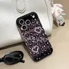 Diseño de corazón con estampado de leopardo en patrón de diamante apto para iPhone 17 Pro Max, funda para teléfono Apple 18p, 16 con cordón, 15p de lujo
