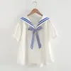2024 verão gola marinho estilo acadêmico camisa branca feminina senso de design solta gravata borboleta top casual atacado