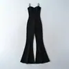 Pantalón de una pieza elegante para mujer con almohadillas en el pecho, Nuevo estilo americano 2026, Sexy, Cintura alta, Corte ajustado, Ligeramente acampanado