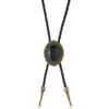 Collar Largo Sencillo Ajustable para Hombre de Cuero PU con un Lazo Bolo Único, Accesorio de Lazo de Corbata Vaquero Occidental Vintage