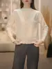 Tejido de hilo de núcleo, suéter de punto de ganchillo calado de cuello alto para mujer, jersey de otoño, prenda interior, top ajustado