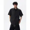 Chaqueta corta de manga corta estilo vintage de corte holgado con cuello de solapa, camisa estilo americano para hombre, estilo fino de verano, fresca y elegante, blanca