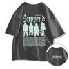 2024 Algodón Americano 220g Retro Manga Corta Nueva Camiseta de Verano para Niños Moda Suelta Siete Mangas Cortas