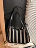 Bolso de Hombro para Mujer Estilo Coreano Ins Bolso Tejido a Rayas Gran Capacidad Bolso de Hombro para Debajo del Brazo para Mujer Bolso de Moda para el Trabajo para Mujer