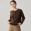 Otoño Invierno 2026 Cachemir para Mujer Hilo Jaspeado Casual Capa Base Cuello Redondo Botón Tejido Holgado Cálido Top Interior Suéter