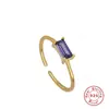 Anillo Abierto Cuadrado de Diamante de Plata de Ley S925 Anillo Europa y América Venta Caliente Moda ins Simple Creativo Anillo Abierto
