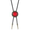 Transfronterizo Nuevo Vintage Distintivo Gema Solar Collar Largo de Cuerda Negra de PU para Hombre Simple Collar de Cuello Polo