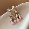 Novos brincos de estilo chinês Pipa, estilo nacional feminino, vintage, brincos de pérolas com incrustações de diamantes, personalidade e temperamento únicos, brincos de estilo antigo