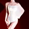 Bragas Triángulo Aceitosas Sexy Body Integrado Bandeau Ultra-delgadas de Seda Suave Transparentes para Ambiente de Seducción Traje de Baño Seda Negra
