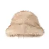 Chapéu de pescador de pelúcia para mulheres, quente e grosso para outono e inverno, faz o rosto parecer menor, chapéu peludo, cor sólida, versátil, moderno, com proteção para as orelhas