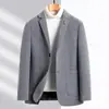Casaco de lã masculino, estilo curto, terno casual, corte solto, adequado para ocasiões de negócios e formais, blazer masculino