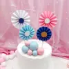 Decoración de pastel de cumpleaños de girasol tarjeta-insertar abanico redondo enchufe molinillo pequeño fresco bandera-insertar fiesta de horneado mesa de postres