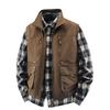 Jaqueta Masculina Casual Sem Mangas Forrada com Fleece Reversível Colete de Trabalho Fotografia Masculino Solto com Múltiplos Bolsos Top de Repórter