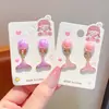 Estilo océano cola de sirena concha estrella de mar aretes para niños sin perforación orejas niñas colgante de perla a prueba de dolor lindos aretes