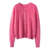Nuevo Cardigan de Punto 100% Cachemira Otoño/Invierno 2026 Cuello Redondo Manga Larga Botón de Perla Color Sólido Suéter de Cachemira Cepillada