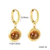 Moda Medra Ojo de Tigre Colgante Redondo Hebilla de Oreja Pendientes de Acero Inoxidable de Alta Lujo Europeos y Americanos para Mujer