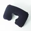 Almohada inflable en forma de U con flocado para soplar con la boca, almohada de PVC, almohada cervical, almohada de aviación, almohada inflable para avión al aire libre, almohada inflable de viaje