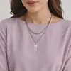 Collar de cruz de doble capa para hombre, estilo disco hip hop, de moda, con personalidad para mujer, accesorios de suéter combinables