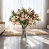Arreglo de flores artificiales estilo europeo de 7 cabezas de rosa retro para el hogar, sala de estar, mesa de comedor, decoración de jarrón y centro de mesa floral