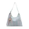 Bolso de Mujer con Rayas de Color Contrastante 2025 Nuevo Bolso de Hombro con Colgante para Viajes Diarios Estilo Coreano Lona Casual Bolso Cruzado