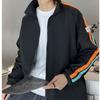 Cardigã de Outono Jaqueta Casual Masculina Patchwork Cor Contrastante Casal Fino Solto Top Esportivo Jaqueta Simples Masculina