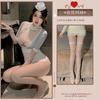 Mei Nai'Er Lencería Sexy Body de una Pieza Sexy Falda de Cadera de Secretaria Body de Escote Profundo Uniforme Traje de Falda Pijama Tentación
