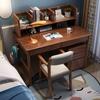 Escritorio de madera maciza para estudiante, escritorio de escritura para el hogar, estantería integrada, escritorio de escritura para dormitorio, escritorio de computadora de oficina simple