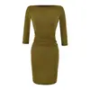 Vestido de Tres Cuartos Off-Shoulder Atractivo y Caliente, Moda Femenina Otoño Temprano 2026 Estilo Nuevo, Vestido Bodycon Elegante que Ceñe la Cintura y Adelgaza