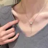 Acero de Titanio No se Desvanece Elegante Brillante Circón Ola Perla Colgante Cadena para Clavícula Lujo Ligero Nicho Collar Cadena para Suéter de Mujer Cuello