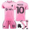2223 Miami Jersey No. 10 Messi Uniforme de Futebol da Major League Casa e Fora Terno Infantil Camisa