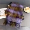 Bufanda Nueva de Cuadros Retro Imitación Cachemir con Borlas Otoño e Invierno Chal de Alta Gama Moda Versátil Cálido para Damas