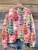 Nuevo suéter transfronterizo otoño e invierno 2023 estampado digital 3D para mujer tendencia callejera navideña camiseta de cuello redondo top