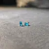 Brincos Retangulares de Cubo de Açúcar Diamante Verde Prata Esterlina S925 Pedra Azul Diamante Vermelho Pequeno Não Alergênico Pedra Roxa Joia de Orelha