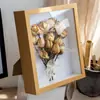 Marco de Fotos de Flores Secas Marco de Mesa Marco de Fotos Simple Hueco Tridimensional Marco de Fotos Pintura de Luz Vidrio Tamaño Grande Madera de Café con Veta