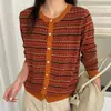 Cárdigan de Punto Jacquard Francés Fair Isle Abrigo Suéter para Mujer 2026 Nuevo Otoño Invierno Moda Juvenil Suéter Superior