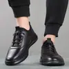 Sapatos Masculinos Primavera Novo Casual Negócios Couro Versátil Moda Tendência Amortecimento a Ar Elástico Preto Esportivos Couro