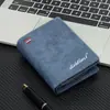 Cartera corta de cuero para hombre con cremallera, múltiples ranuras para tarjetas, diseño de alta gama, gran capacidad y cierre oculto