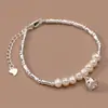 Pulsera de Plata de Ley S925 con Perla de Muguet y Bambú, Diseño de Nicho de Lujo Ligero, Sensación de Alta Gama, Joyería de Amistad S6614
