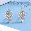 Aretes de Plata s925 para Mujer Estilo Coreano Temperamento Personalidad Diamante Completo Aretes Exagerados Aretes Geométricos con Diamantes Sentido del Diseño de Moda