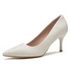 Sapatos de Salto Alto Cor Nude 555-8 para Mulheres com Salto Fino, Início da Primavera 2026 Estilo Francês Couro Macio Bico Fino Elegantes Profissionais para Trabalho