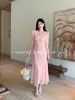 Precio Especial, Sin Devoluciones ni CambiosVestido Largo Estampado de Gasa con Cuello en V Elegante de Primavera para Mujer 88497