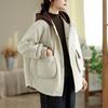 Chaqueta de Algodón Acolchada con Capucha de Color de Contraste y Empalme, Estilo Nuevo Otoño e Invierno para Mujer con Bolsillos Grandes, Chaqueta de Algodón Gruesa Casual Holgada