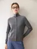 Cardigan de Cashmere com Gola Alta e Botões 2026 Feminino Outono Inverno Malha de Lã Macia Solta Jaqueta Suéter Versátil para Usar por Cima